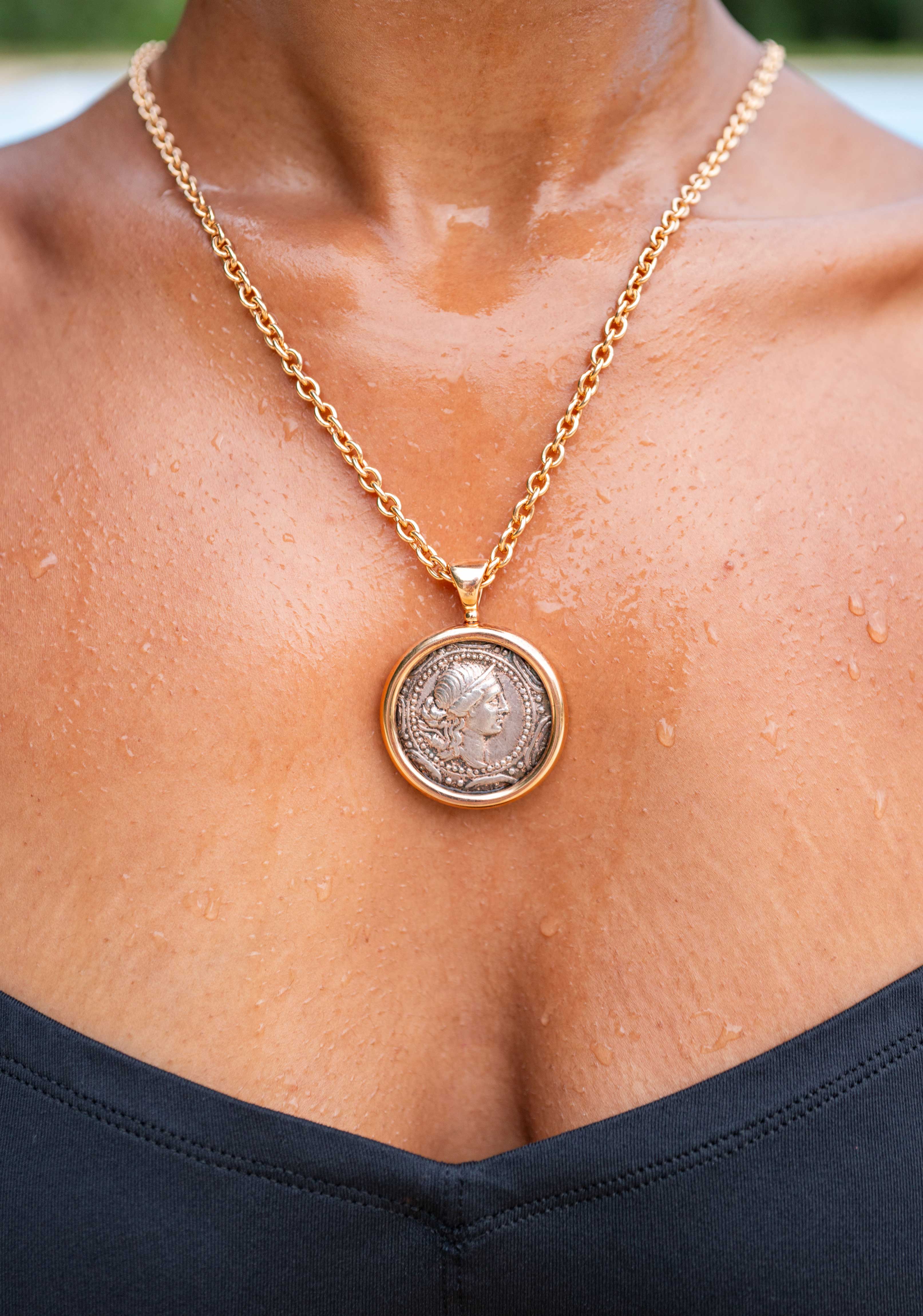 BULGARI &ldquo;Monete&rdquo; Necklace with an Ancient Silver Coin in Rose Gold