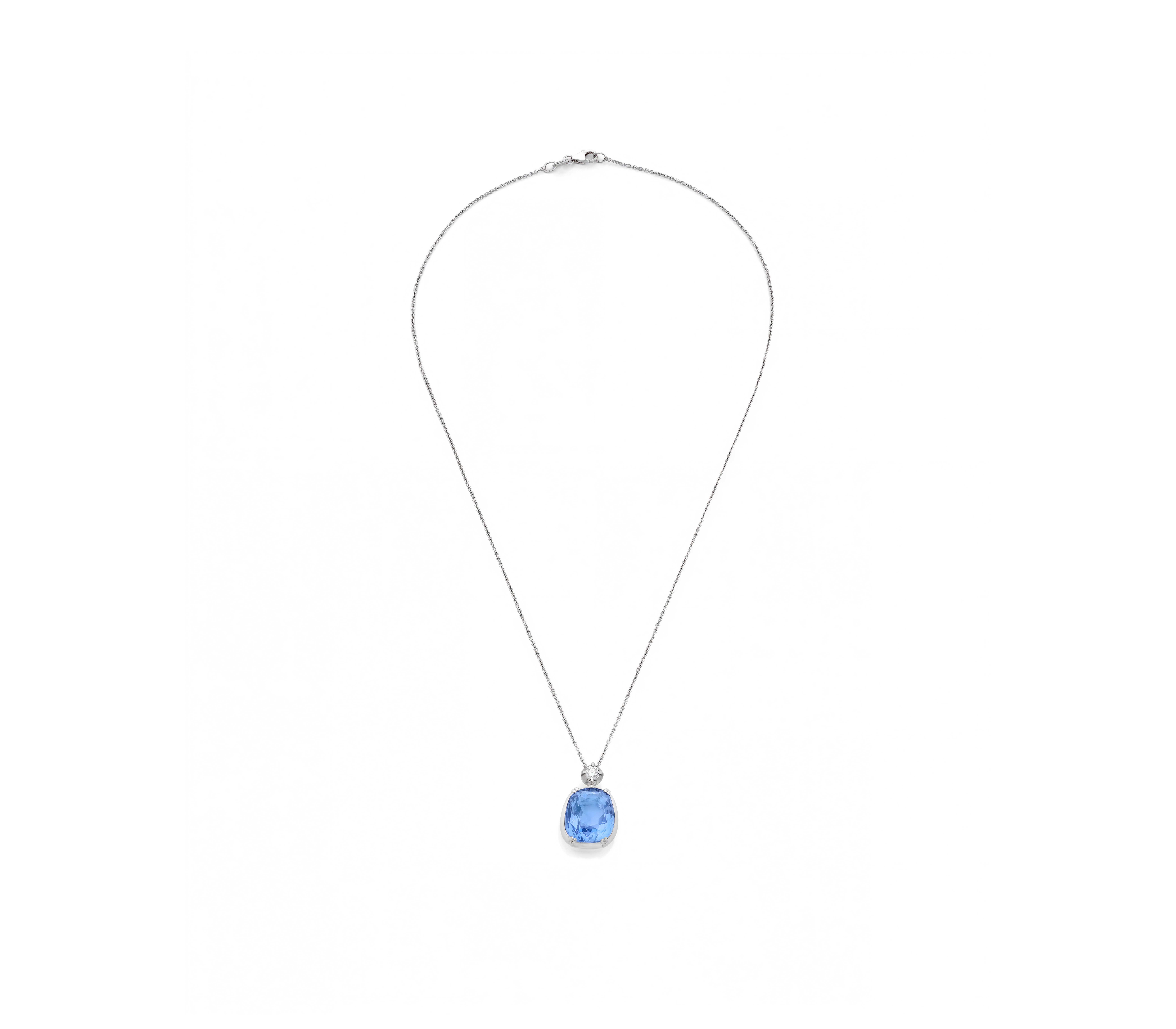 10.35 Ct Unheated Ceylon Sapphire and Diamond Necklace Dunaigre Certified