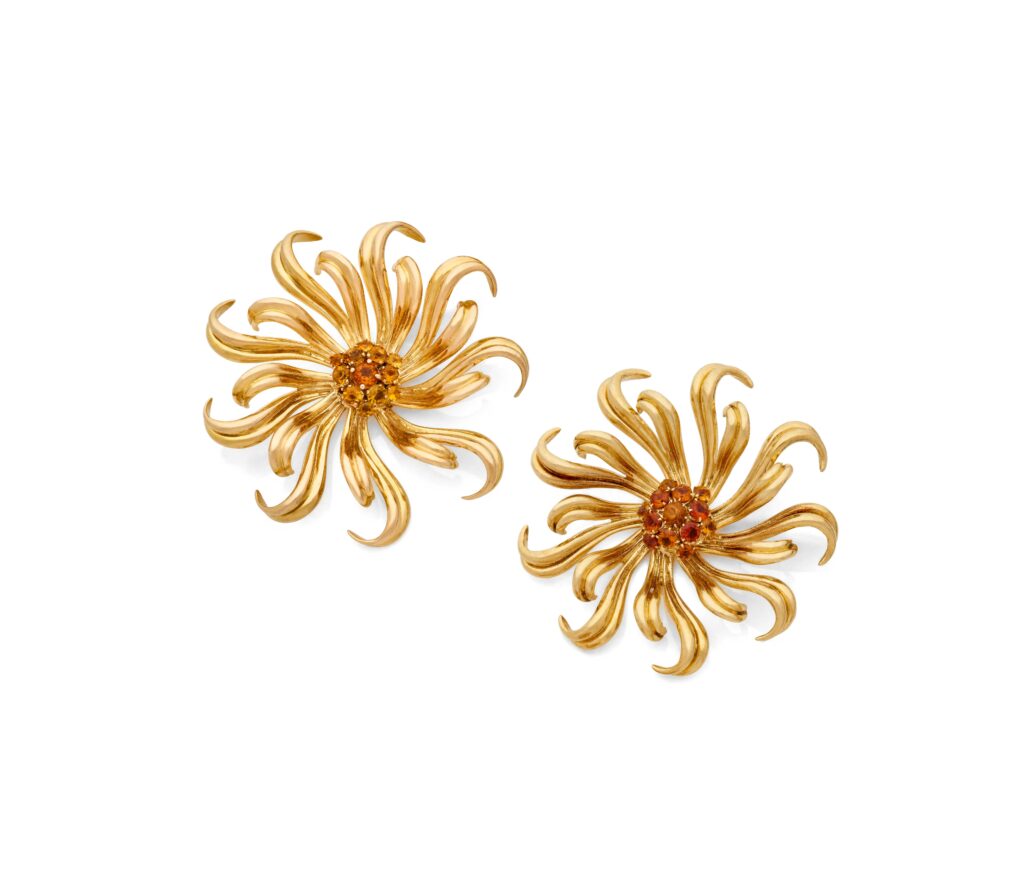 Boucheron Soleil Citrine 18K Gold Brooches, Pair