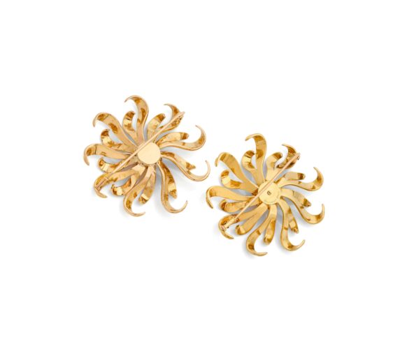 Boucheron Soleil Citrine 18K Gold Brooches, Pair