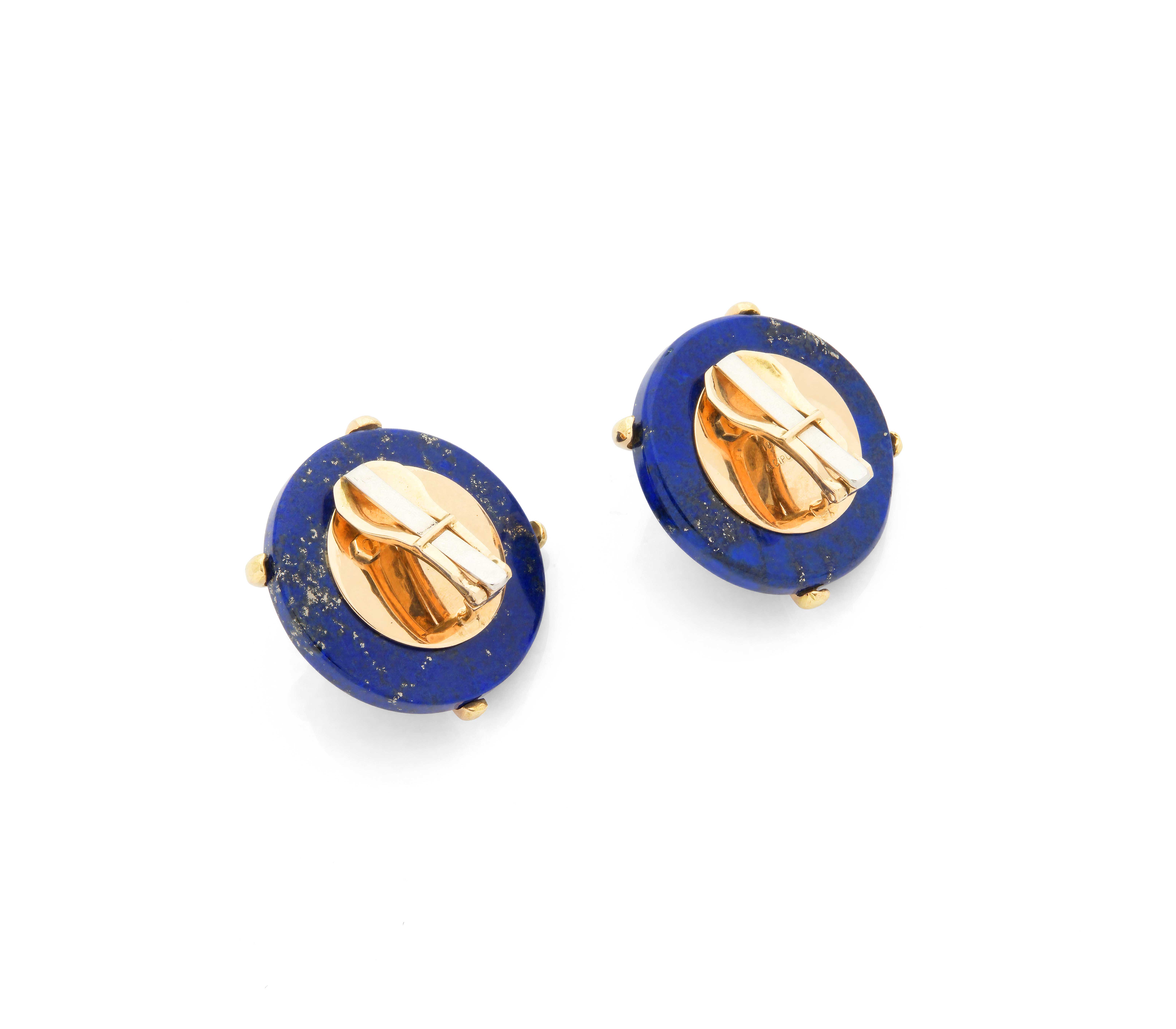 Cartier by Aldo Cipullo Lapis Lazuli 18K Yellow Gold Ear Clips