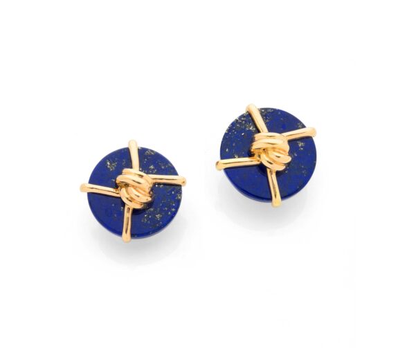 Cartier by Aldo Cipullo Lapis Lazuli 18K Yellow Gold Ear Clips