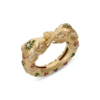 Cartier Rajasthan Elephant Multi-Gem 18K Gold Bangle