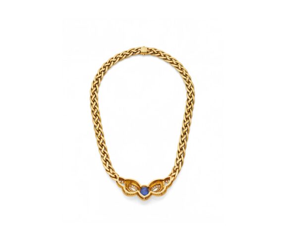 Christoffel Sapphire and Diamond 18K Yellow Gold Necklace