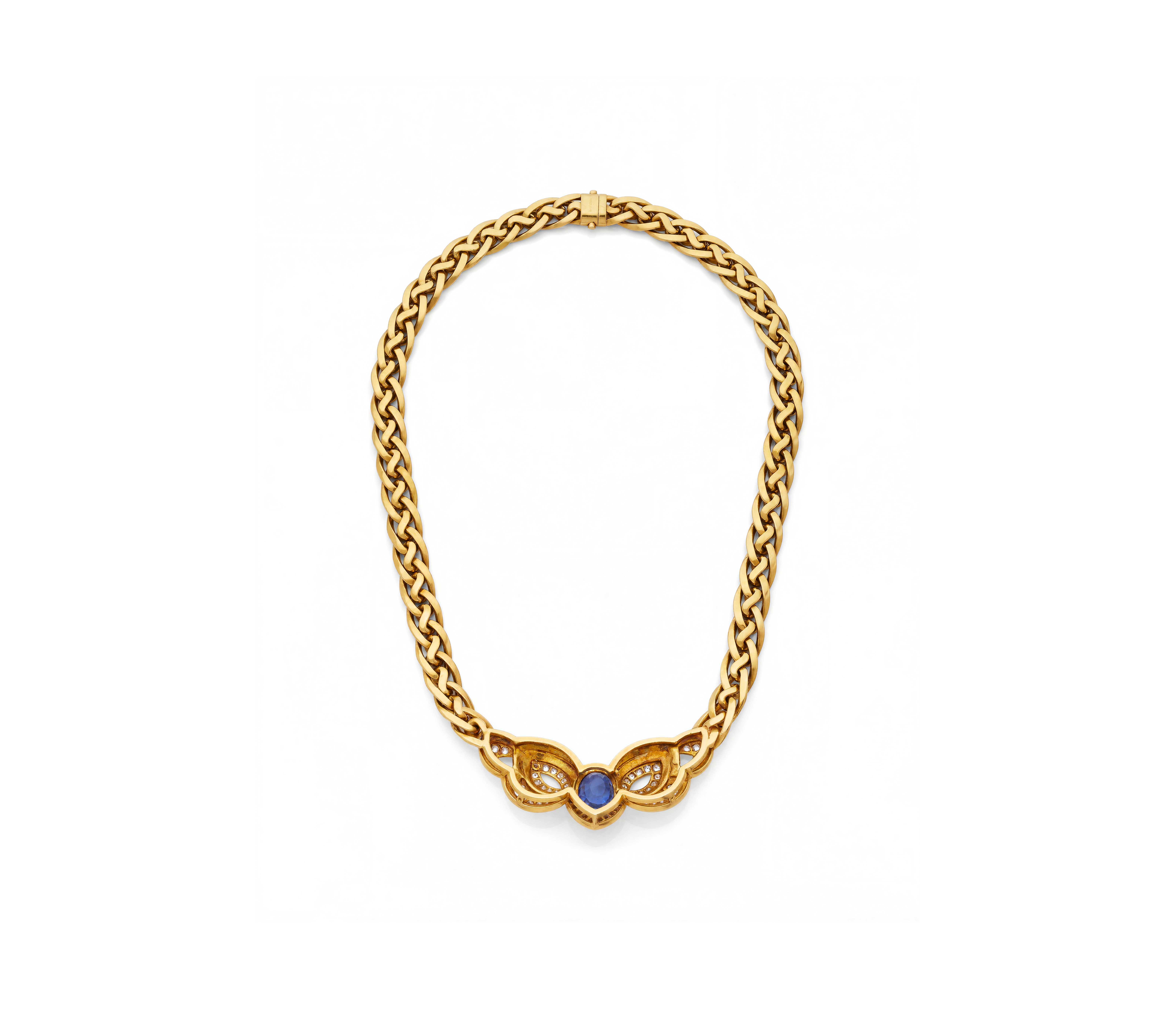 Christoffel Sapphire and Diamond 18K Yellow Gold Necklace
