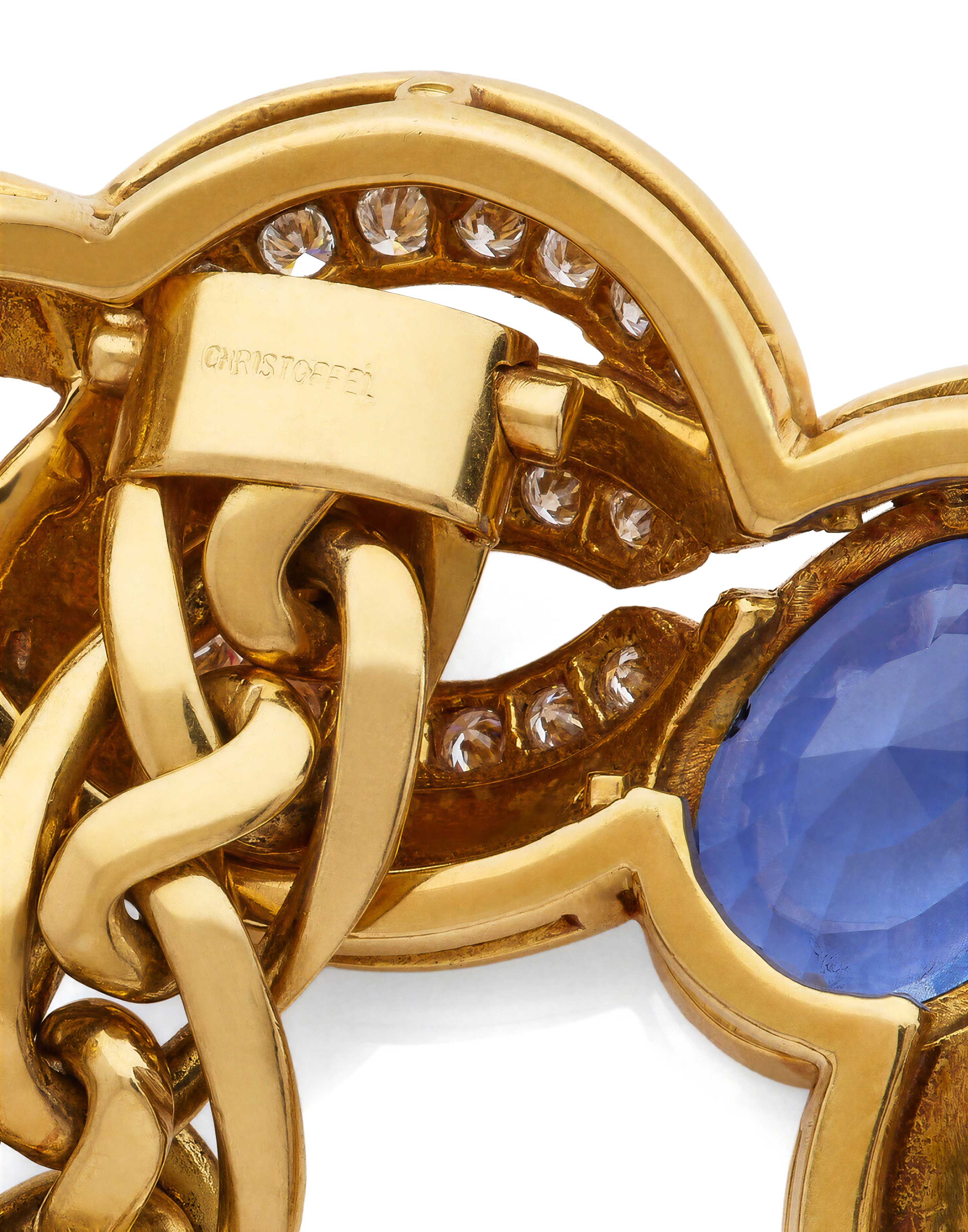 Christoffel Sapphire and Diamond 18K Yellow Gold Necklace