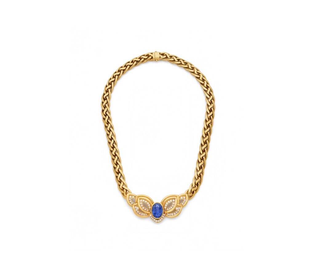 Christoffel Sapphire and Diamond 18K Yellow Gold Necklace