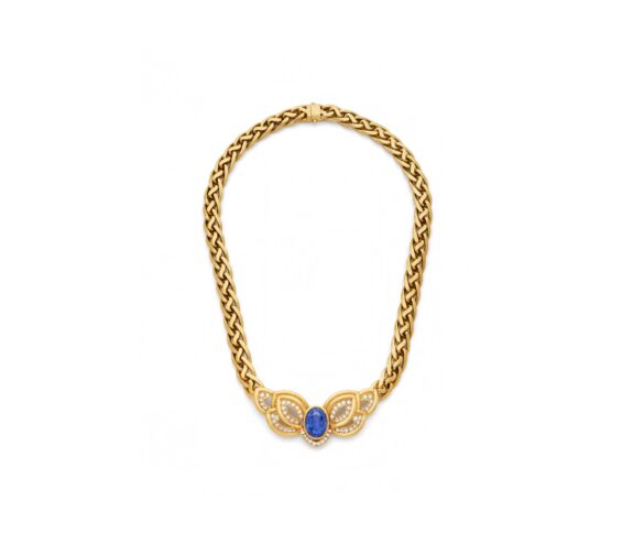 Christoffel Sapphire and Diamond 18K Yellow Gold Necklace
