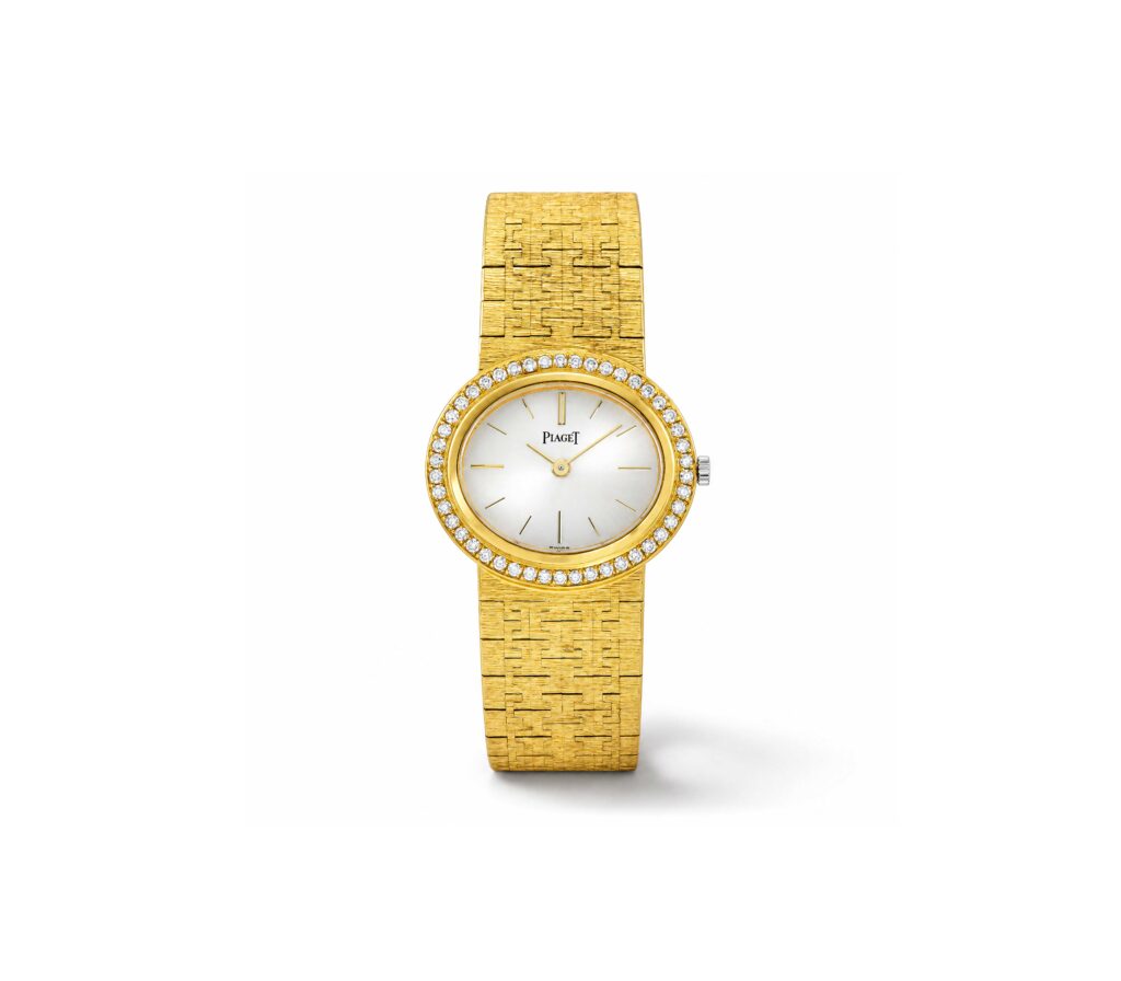 Piaget f&uuml;r Mauboussin Armbanduhr 18 Karat Gelbgold mit silbernem Zifferblatt und Diamantl&uuml;nette