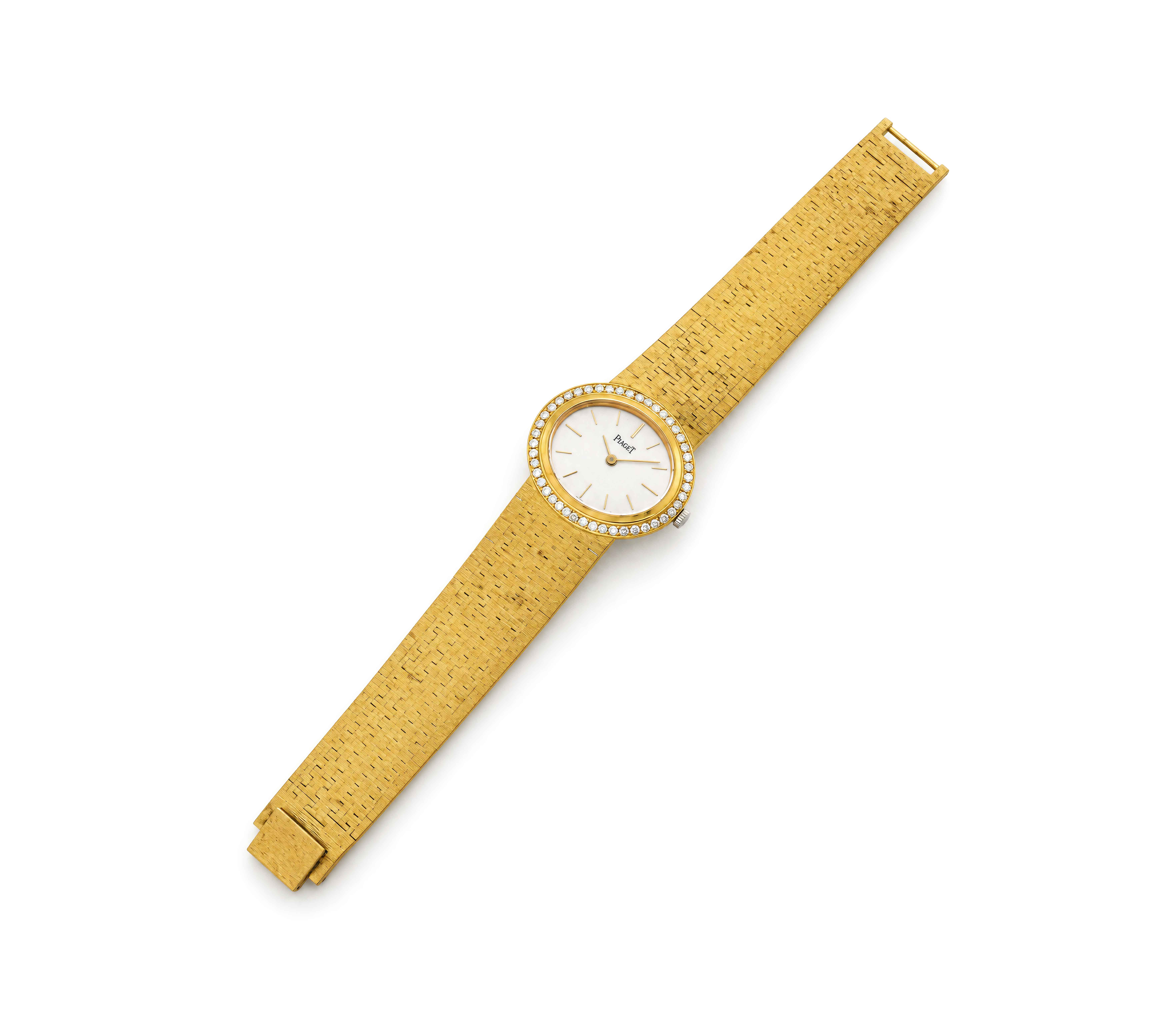 Piaget for Mauboussin 18K Yellow Gold Silver Dial Diamond Bezel Watch