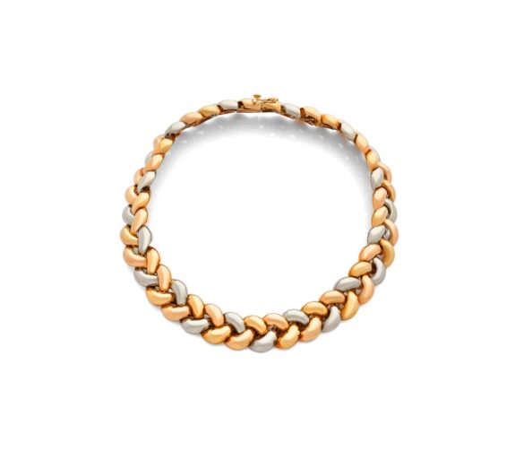 Poiray Tresse Grand Mod&egrave;le 1988 Tri-Color 18K Gold Necklace