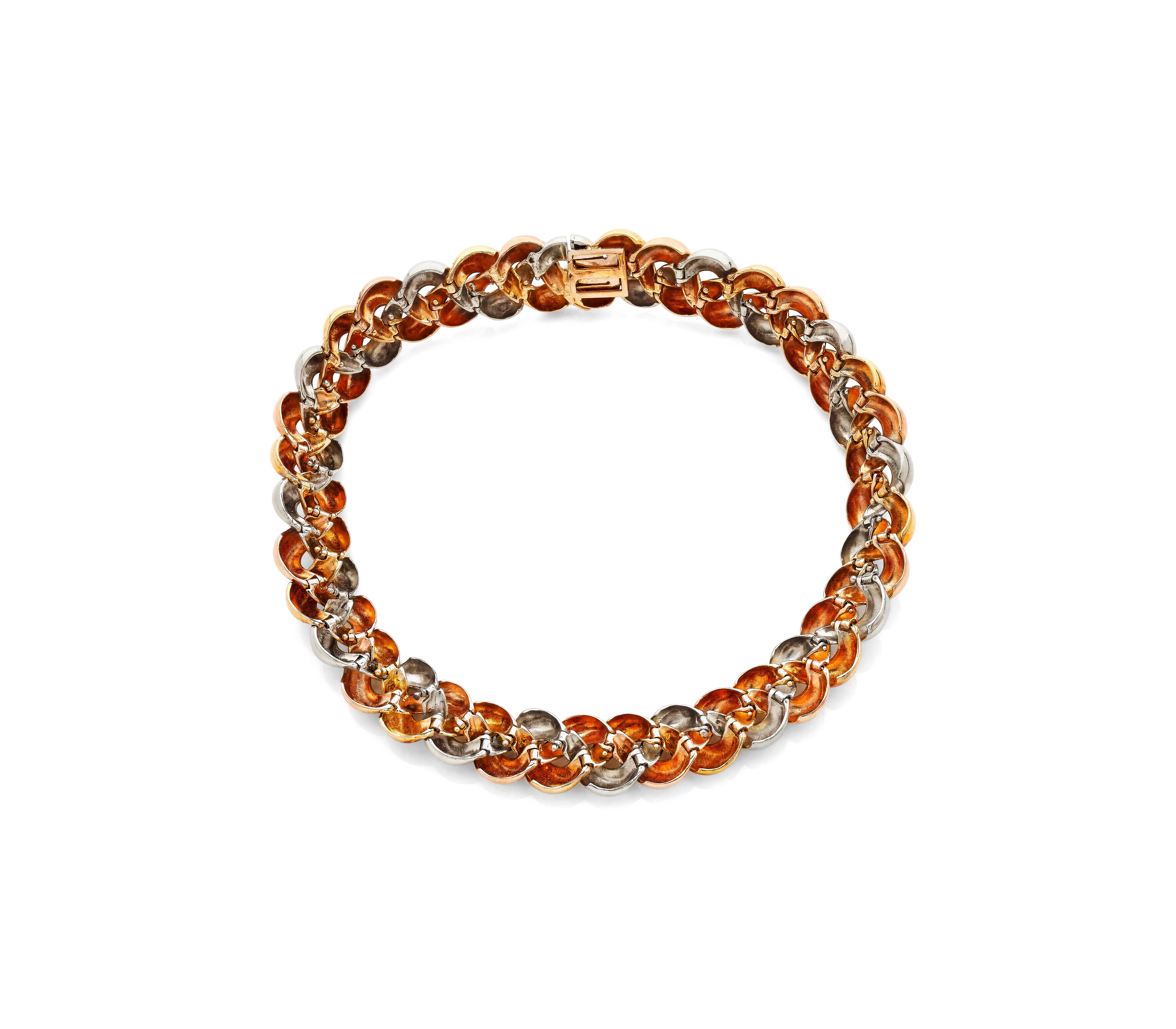 Poiray Tresse Grand Mod&egrave;le 1988 Tri-Color 18K Gold Necklace