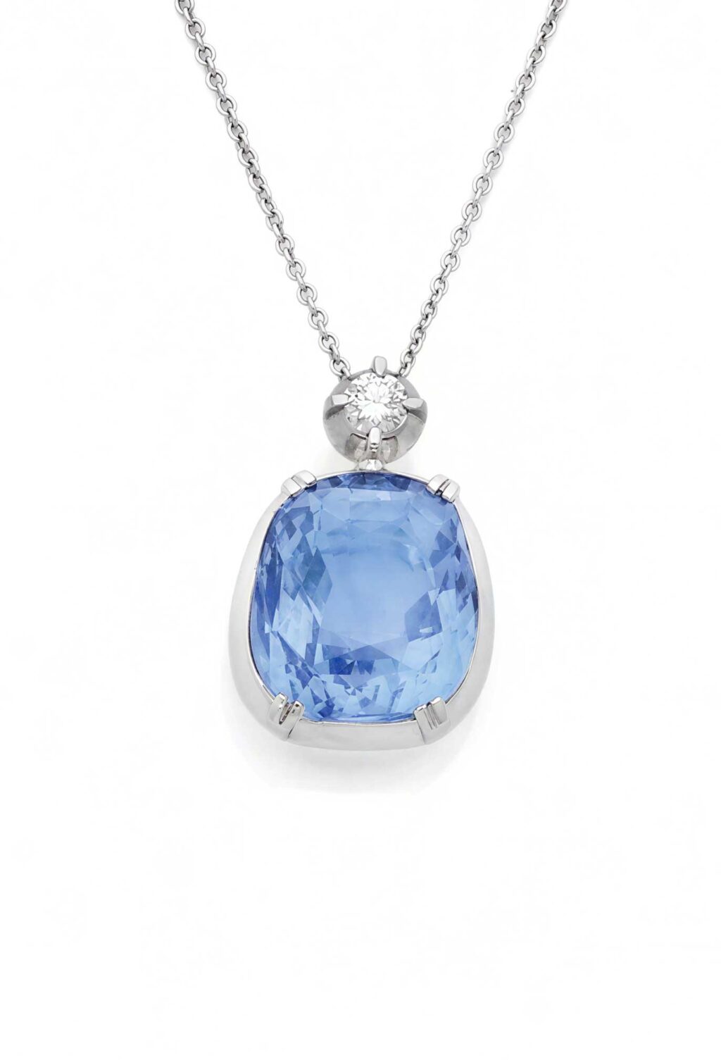 10.35 Ct Unheated Ceylon Sapphire and Diamond Necklace Dunaigre Certified