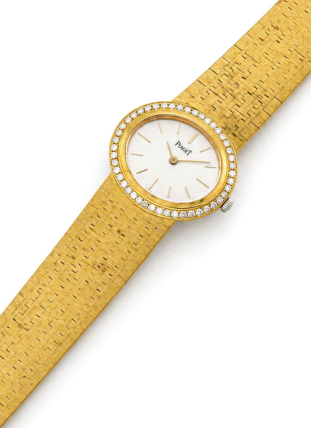 Piaget f&uuml;r Mauboussin Armbanduhr 18 Karat Gelbgold mit silbernem Zifferblatt und Diamantl&uuml;nette