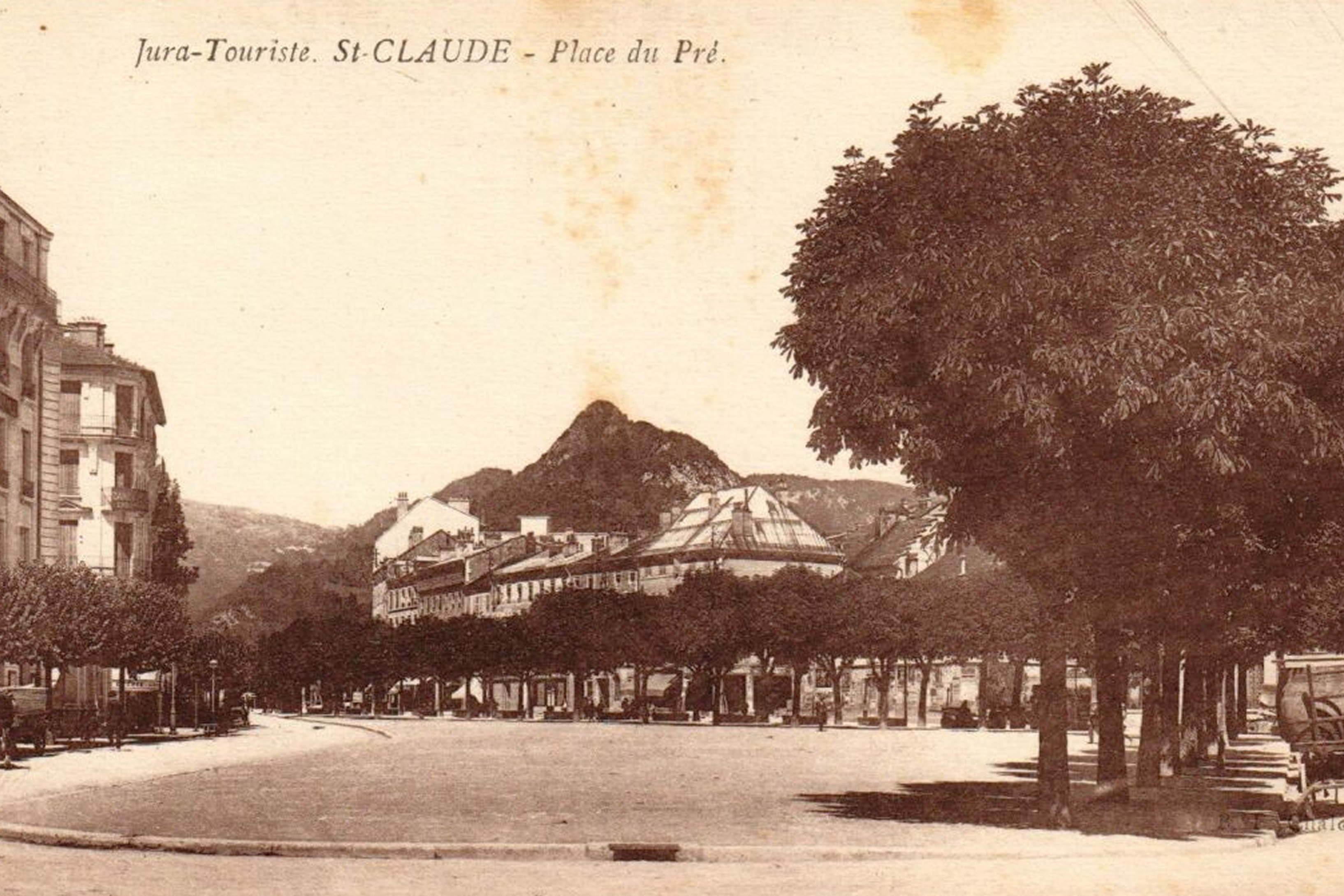 Place du Pré in the historic centre of Saint-Claude, in the French department of Jura