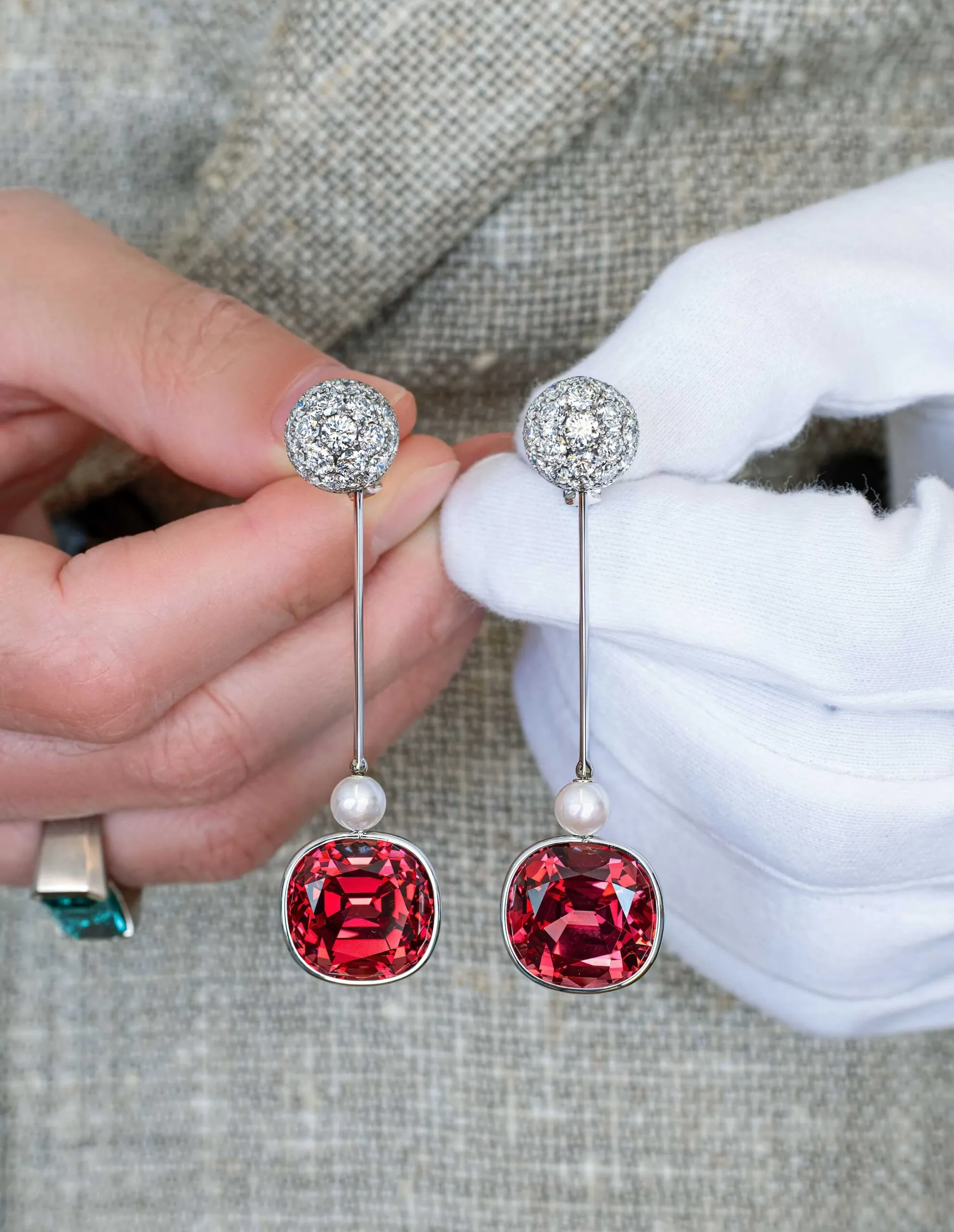 One-of-a-Kind Garnet and Diamond Drop Earrings