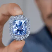 47 carat Sapphire and 15 carat Diamond Art Deco Brooch