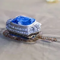 47 carat Sapphire and 15 carat Diamond Art Deco Brooch