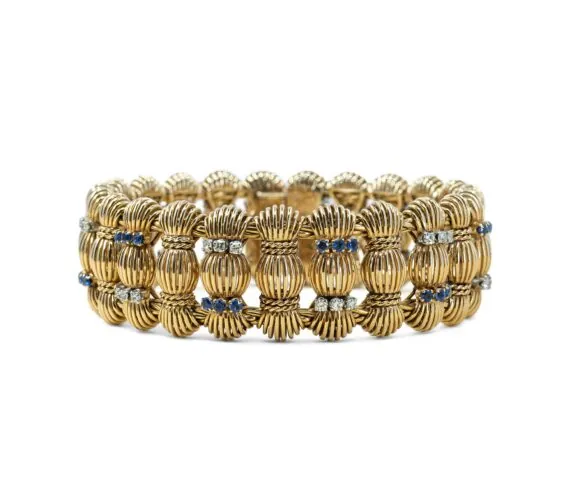 Boucheron Браслет из 18-каратного золота, сапфиров и бриллиантов — около 1950-х годов