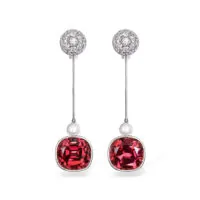 Boucles d’oreilles pendantes en grenat et diamant