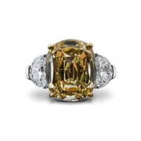 Кольцо с бриллиантом весом 8,19 карата в цвете Fancy Deep Brownish Yellow, GIA