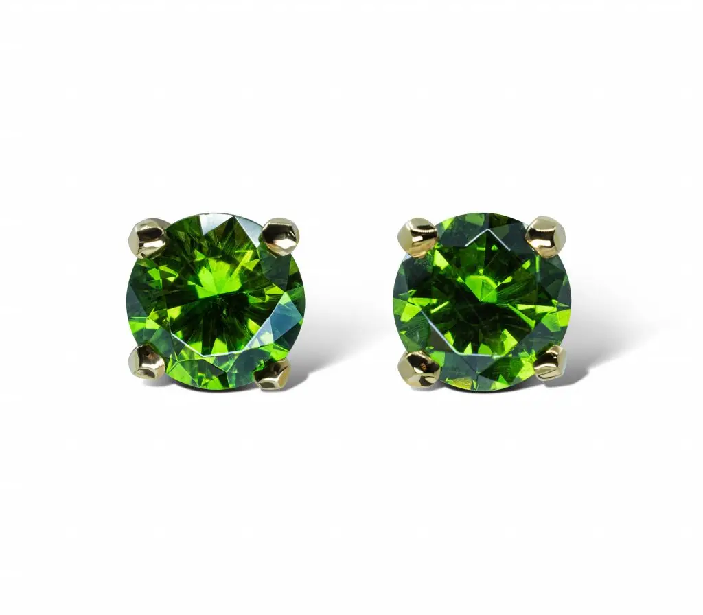 Pair of Green Demantoid Studs