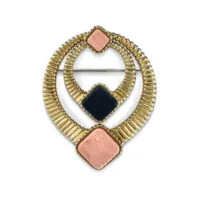 Boucheron Coral and Onyx Brooch