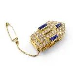 Vintage Diamond and Sapphire Clip Brooch