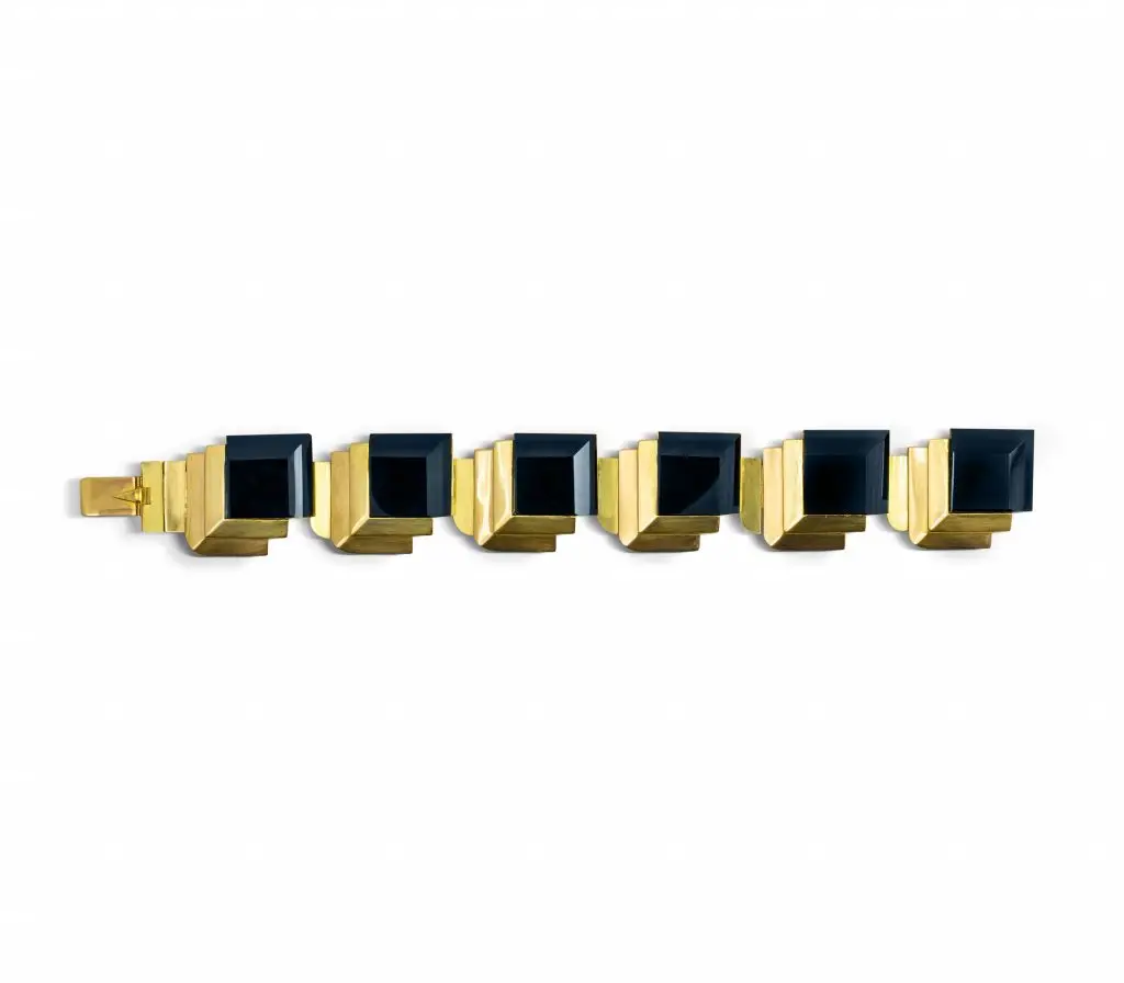 Art Deco Onyx and 18k Gold Bracelet