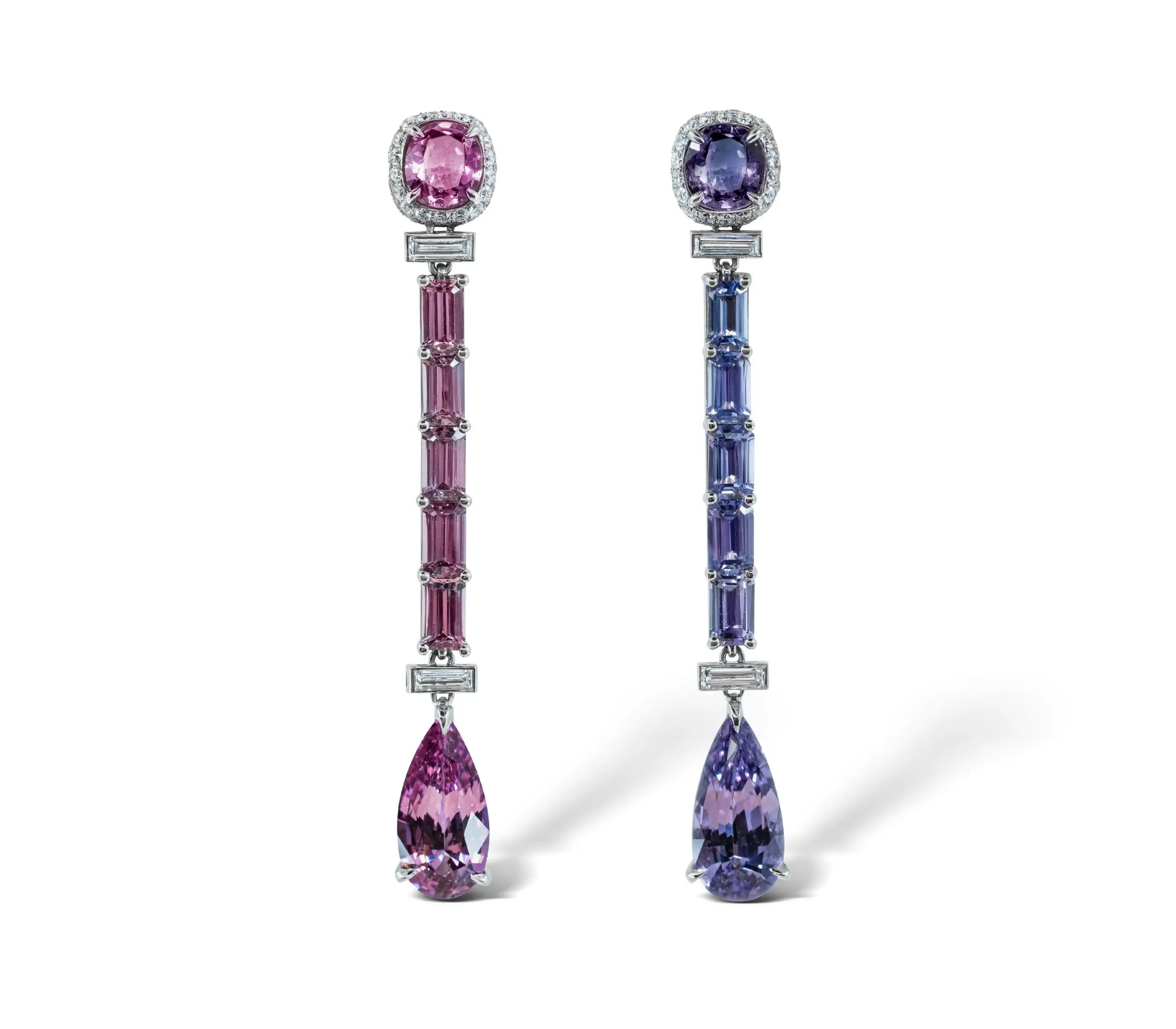 Spinel and Diamond Drop Earrings