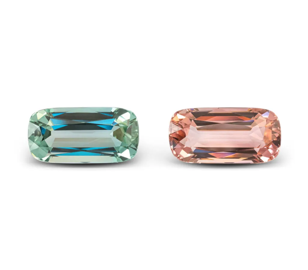 Pair of Peach & Mint Tourmalines of 18.18 Carats