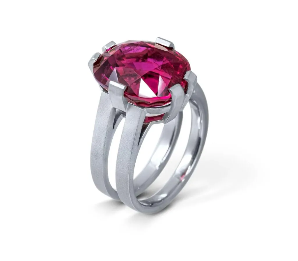 10.84-carat Oval Rubellite Ring