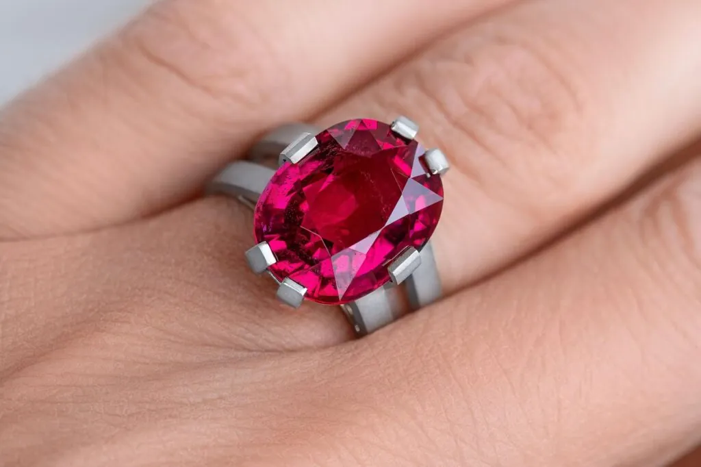 10.84-carat Oval Rubellite Ring