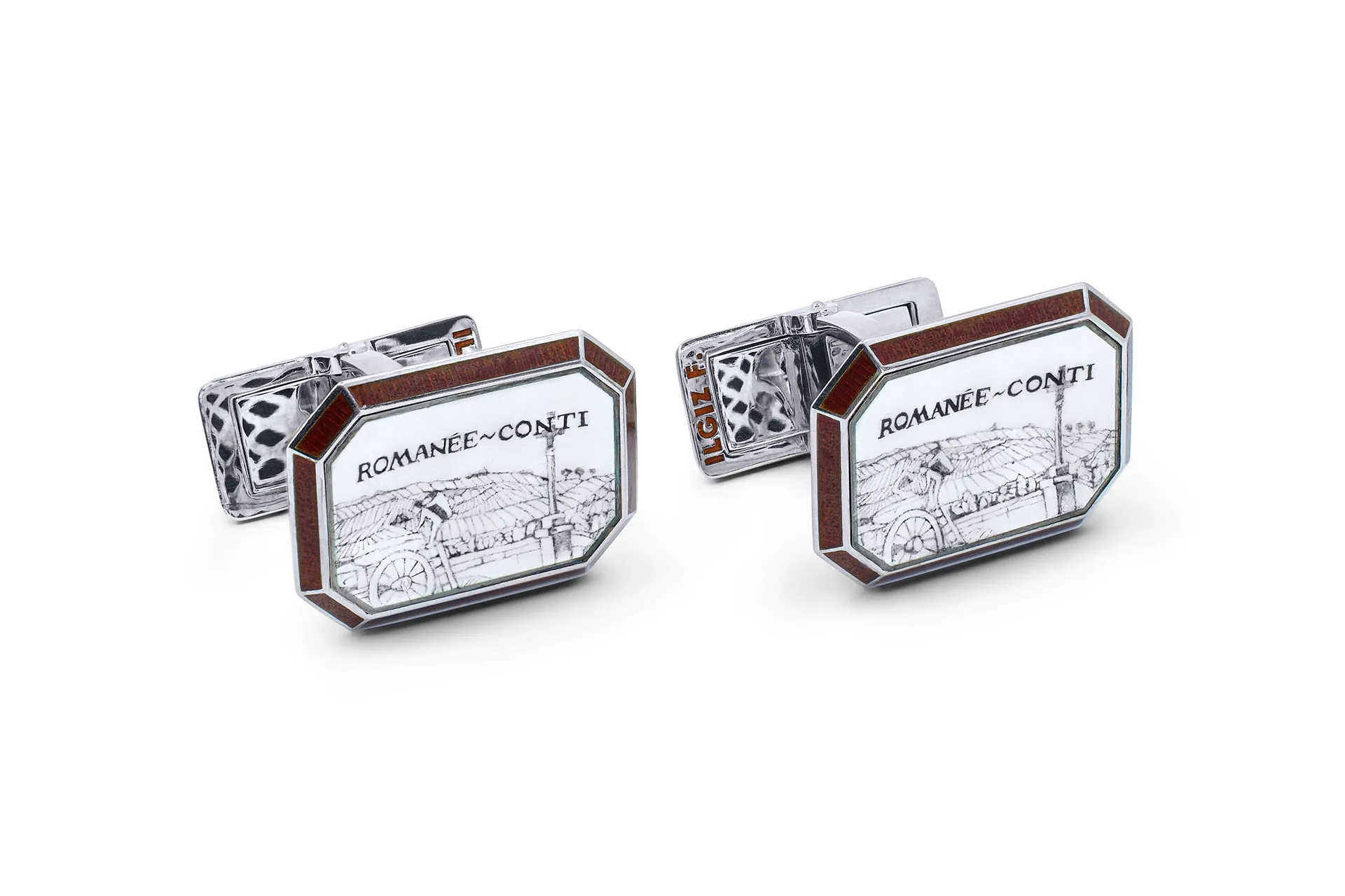 Romanée-Conti & Monaco Cufflinks on White Background
