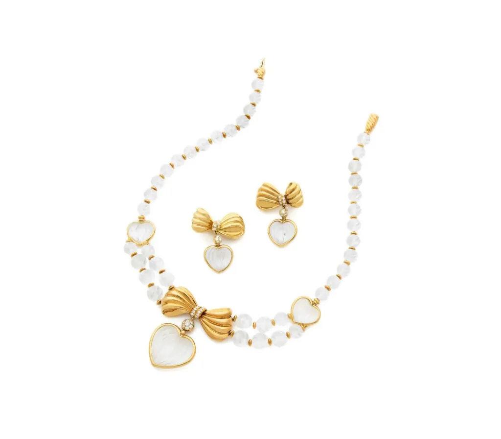 Boucheron Rock Crystal & Diamond Necklace Suite 1970s