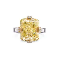 10.31 carat Fancy Intense Yellow Radiant Diamond Ring