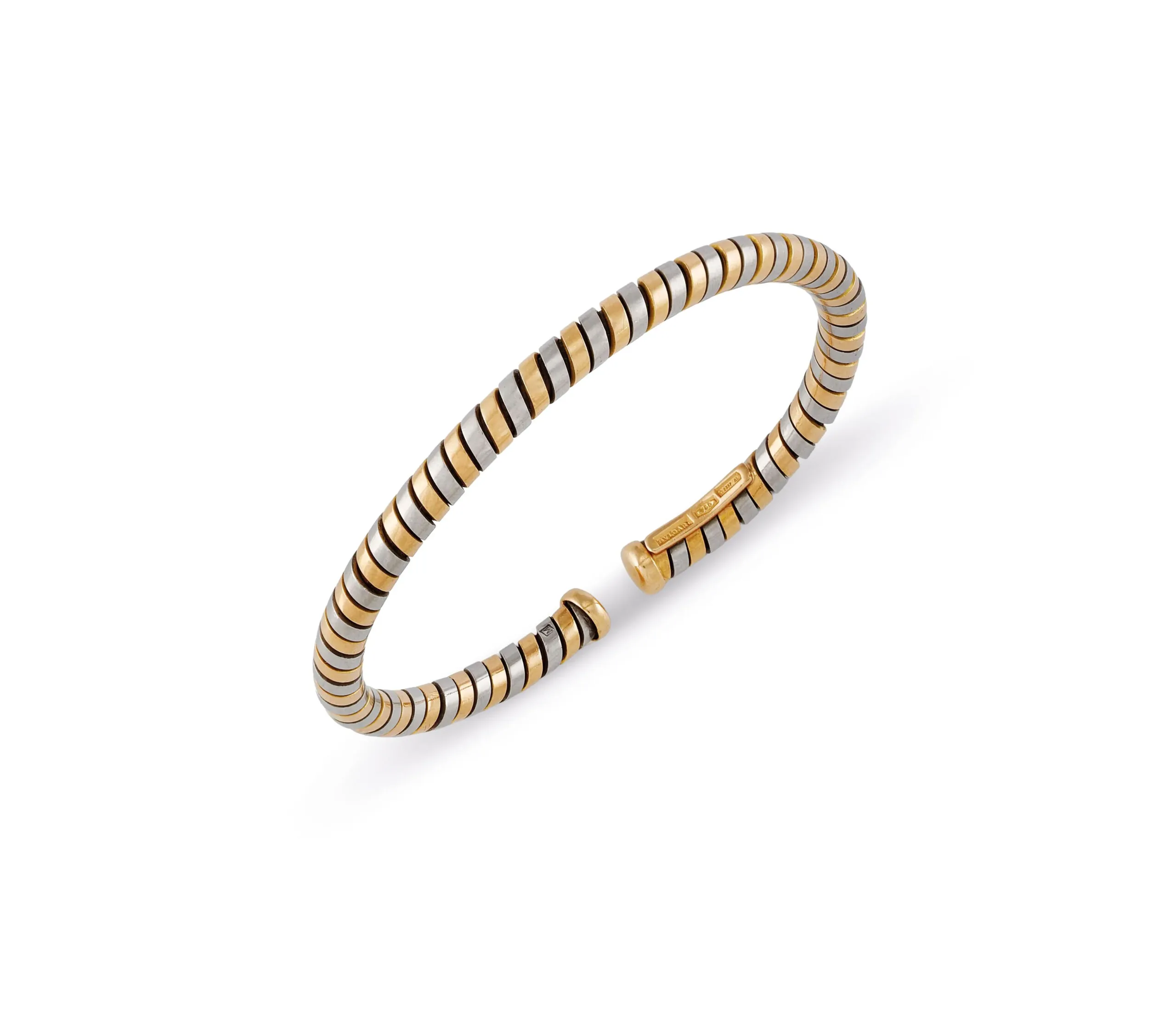 Bulgari 18K黄金与精钢弹簧手镯