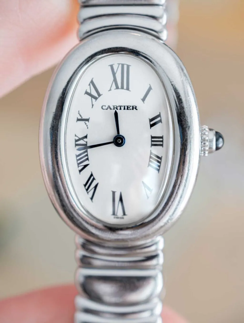 Montre Cartier Baignoire Oval en or blanc