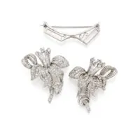 Broche florale en platine avec diamants, transformable en deux broches