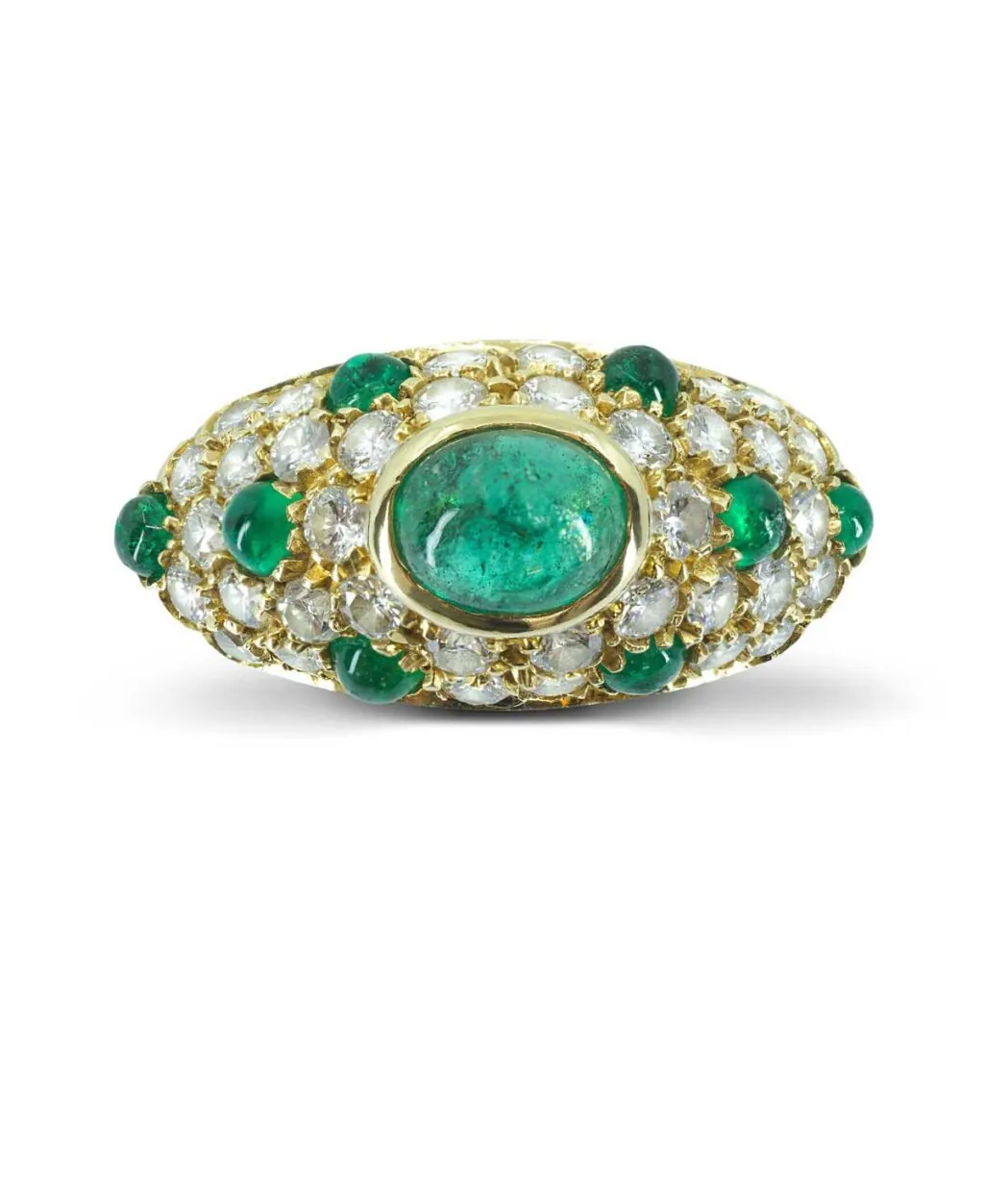 Cartier “Corinthe” Ring with Emeralds and Diamonds